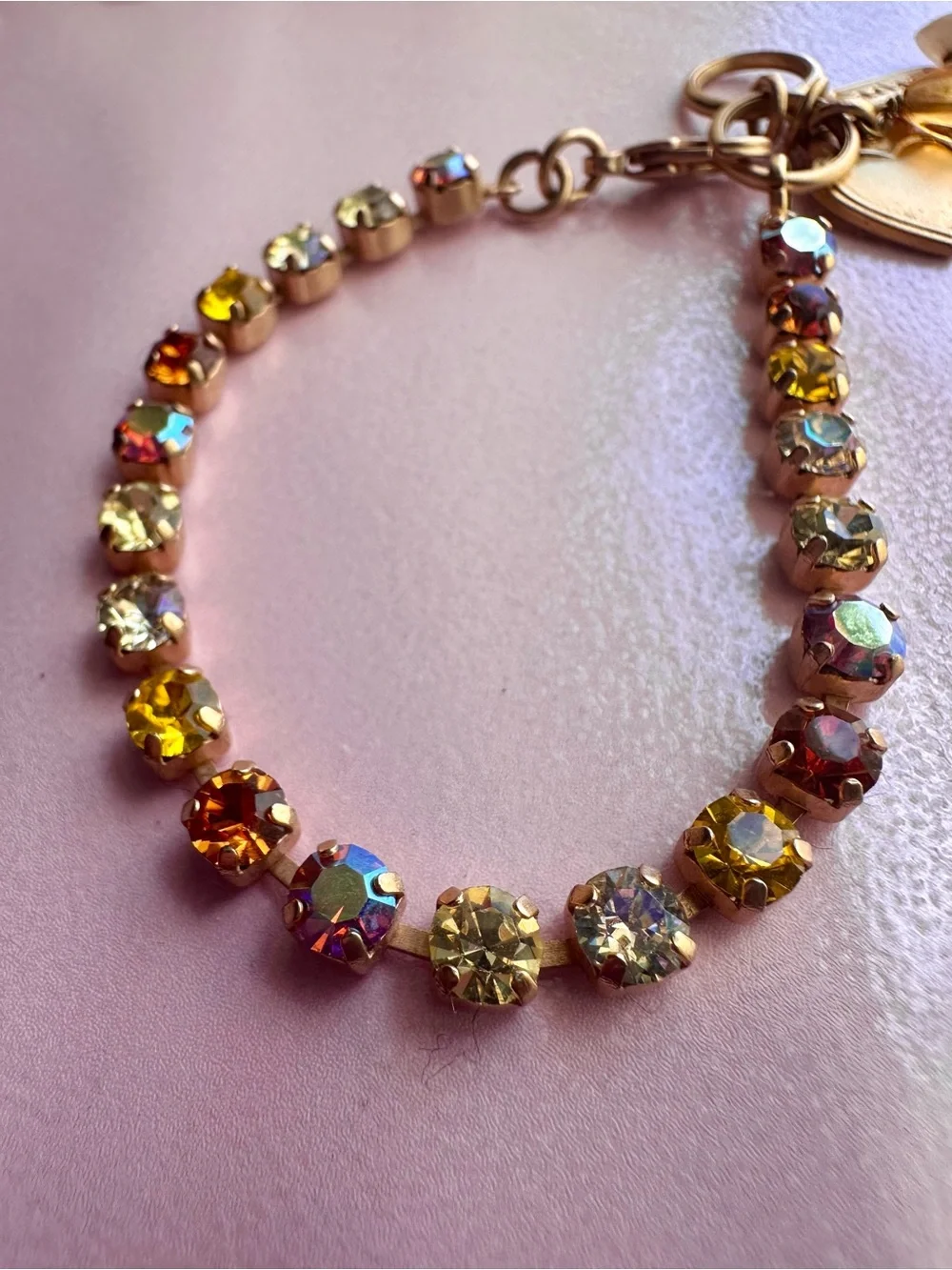 Mariana Gold Charm Swarovski Crystal Tennis Bracelet - Yellow Brick Road